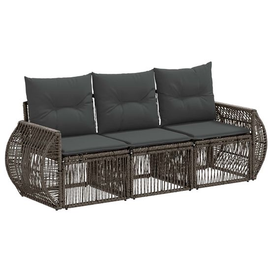 Ensemble de canapé de jardin 3 pc gris et gris foncé polyrotin