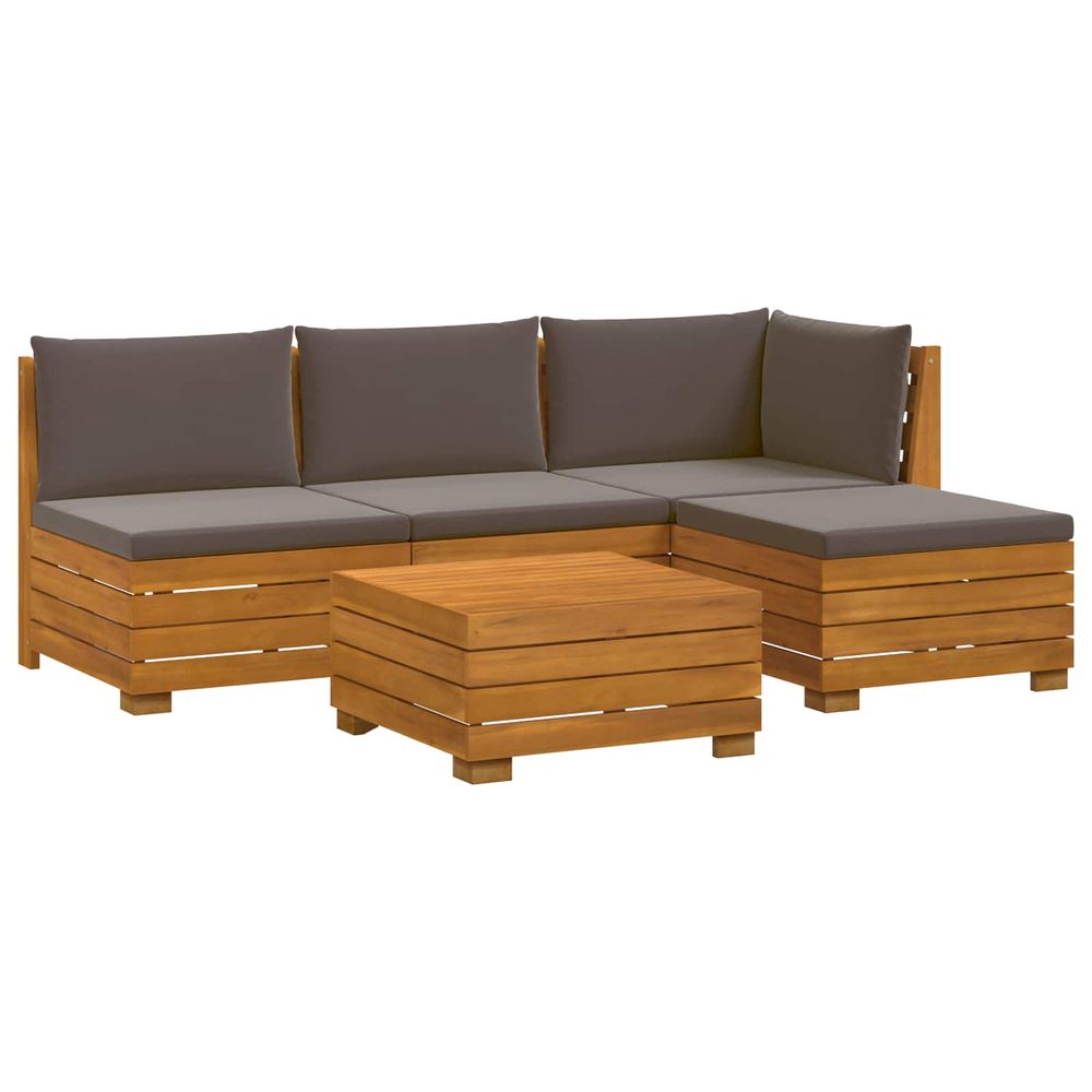 5 pc ensemble de canapés d'extérieur bois d'acacia massif