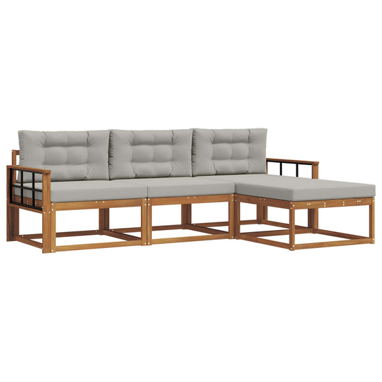 Ensemble de canapés d'extérieur 4 pcs gris naturel et clair