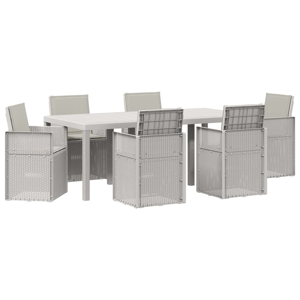 Ensemble de salle à manger pour jardin avec coussin 7 pcs pp