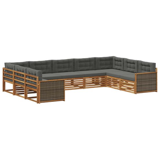 Ensemble de canapés d'extérieur 9 pc naturel et anthracite