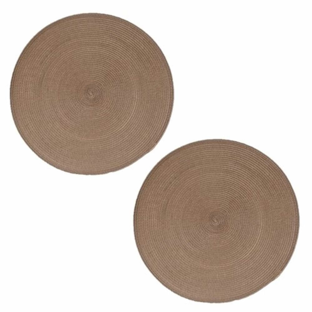 Lot de 2 sets de table tressés ronds - diam. 38 cm - noir