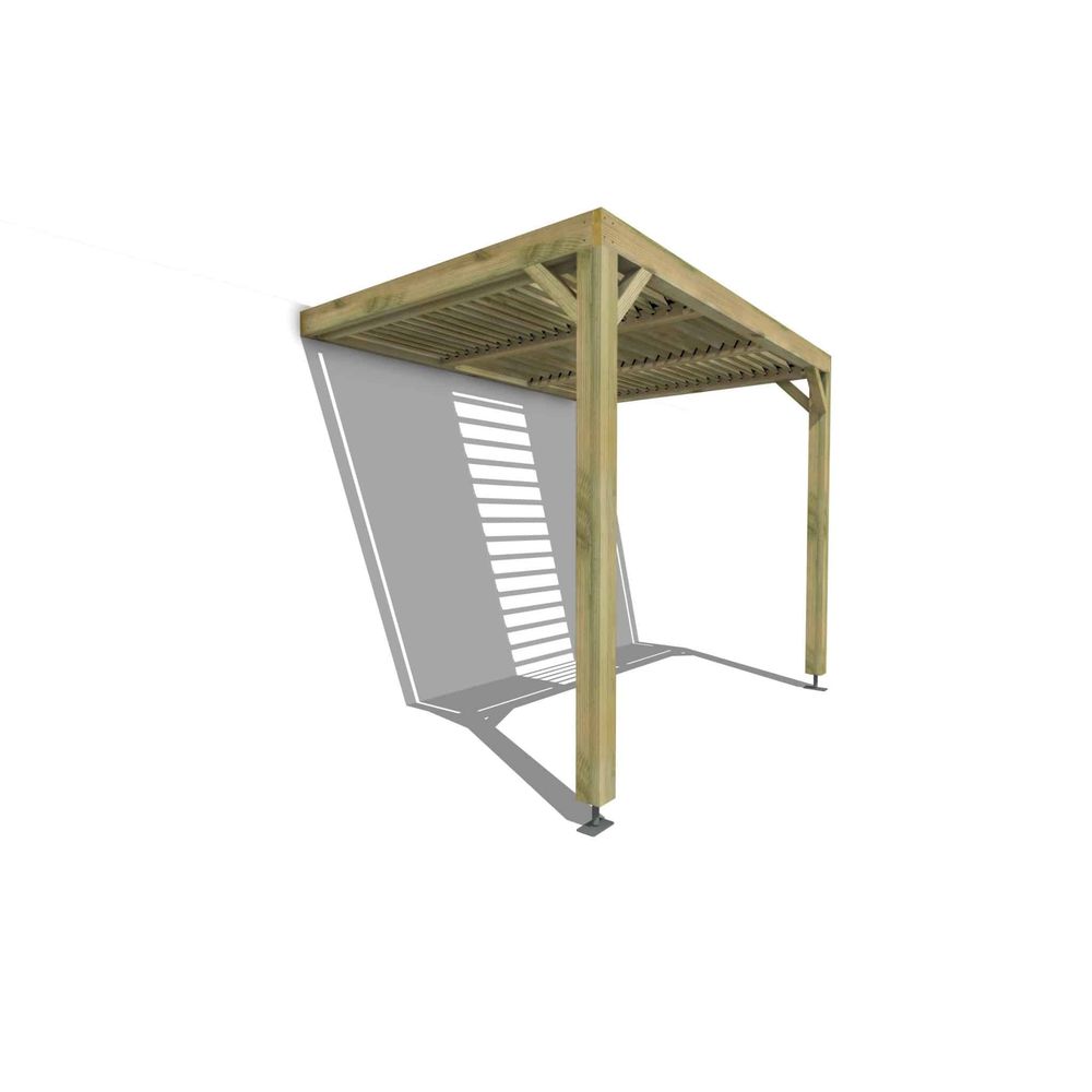 Pergola bois • 3m x 2m • adossée • sens profondeur • lames orientables bioclimatiques incluses • livraison comprise