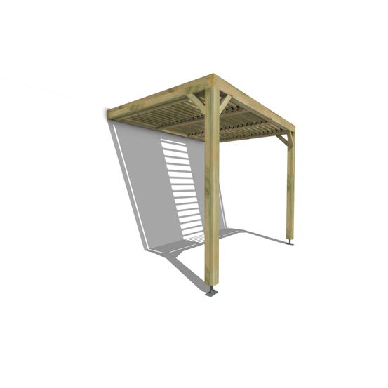 Pergola bois • 3m x 2m • adossée • sens profondeur • lames orientables bioclimatiques incluses • livraison comprise