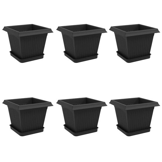 Pots de plantes 6 pc noir plastique