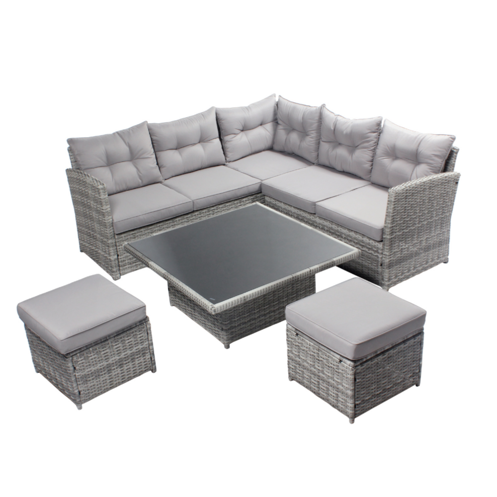 Salon de jardin 6 places gris viana