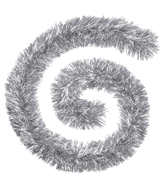 Guirlande de noël boa large 15 cm argent et blanc longueur 2 mètres