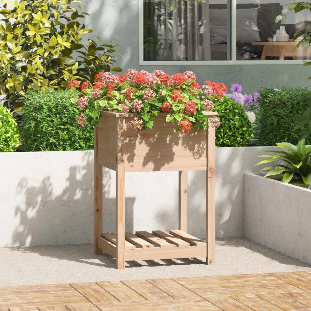 Carré potager sur pied en bois de pin avec étagère pour terrasse 54cm