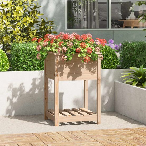 Carré potager sur pied en bois de pin avec étagère pour terrasse 54cm