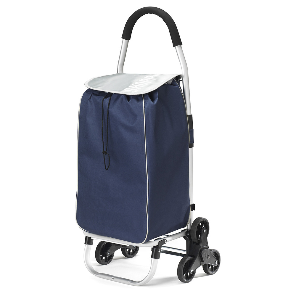 Poussette de marché 6 roues 46l bleu/gris - easypouss trio