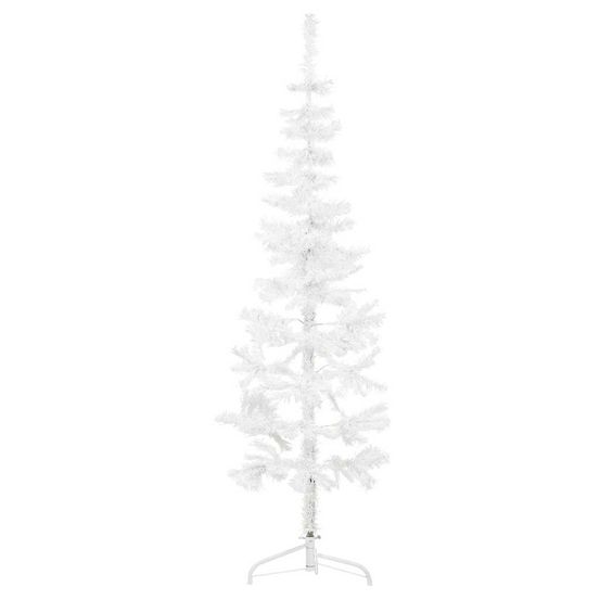 Demi sapin de noël mural pvc gain de place pour fête blanc 150 cm