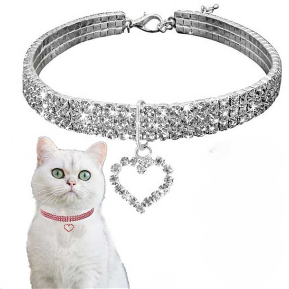 Dtopbuyage collier en strass avec cœur pour chats