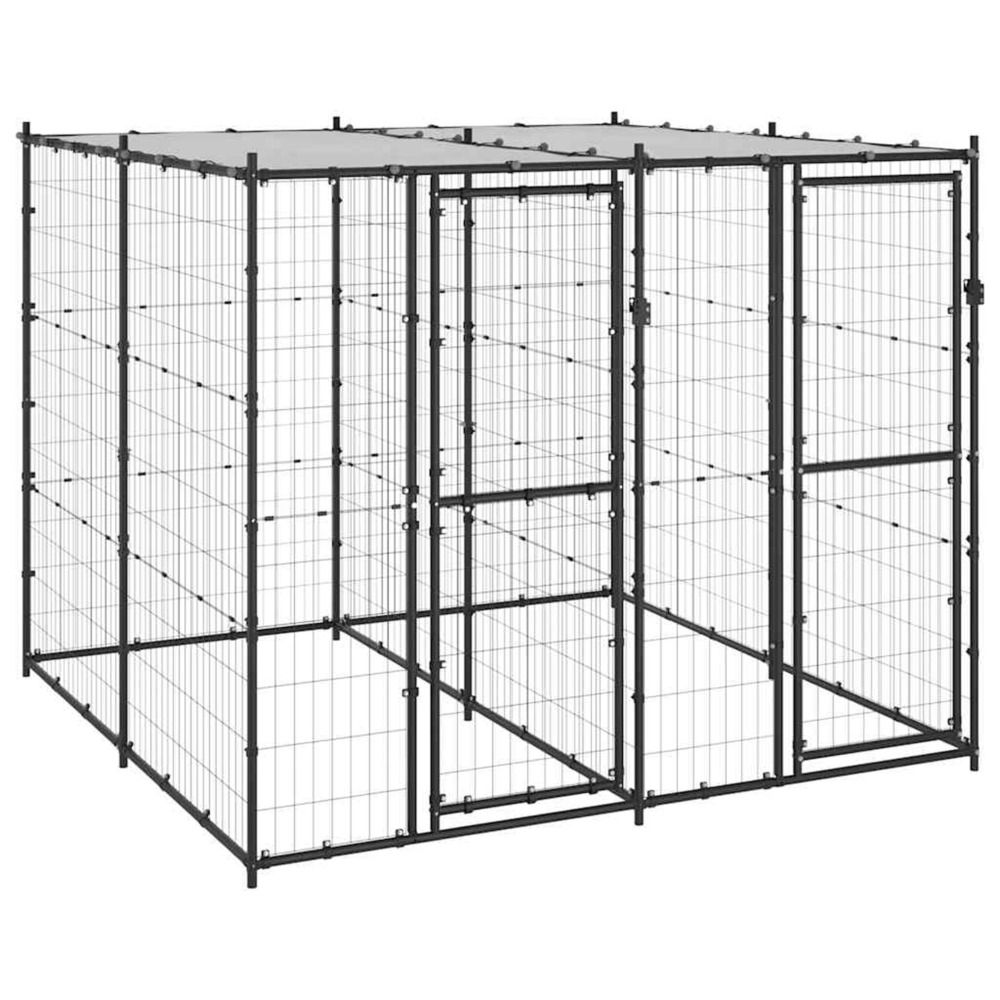 Chenil extérieur acier avec toit 4,84 m²