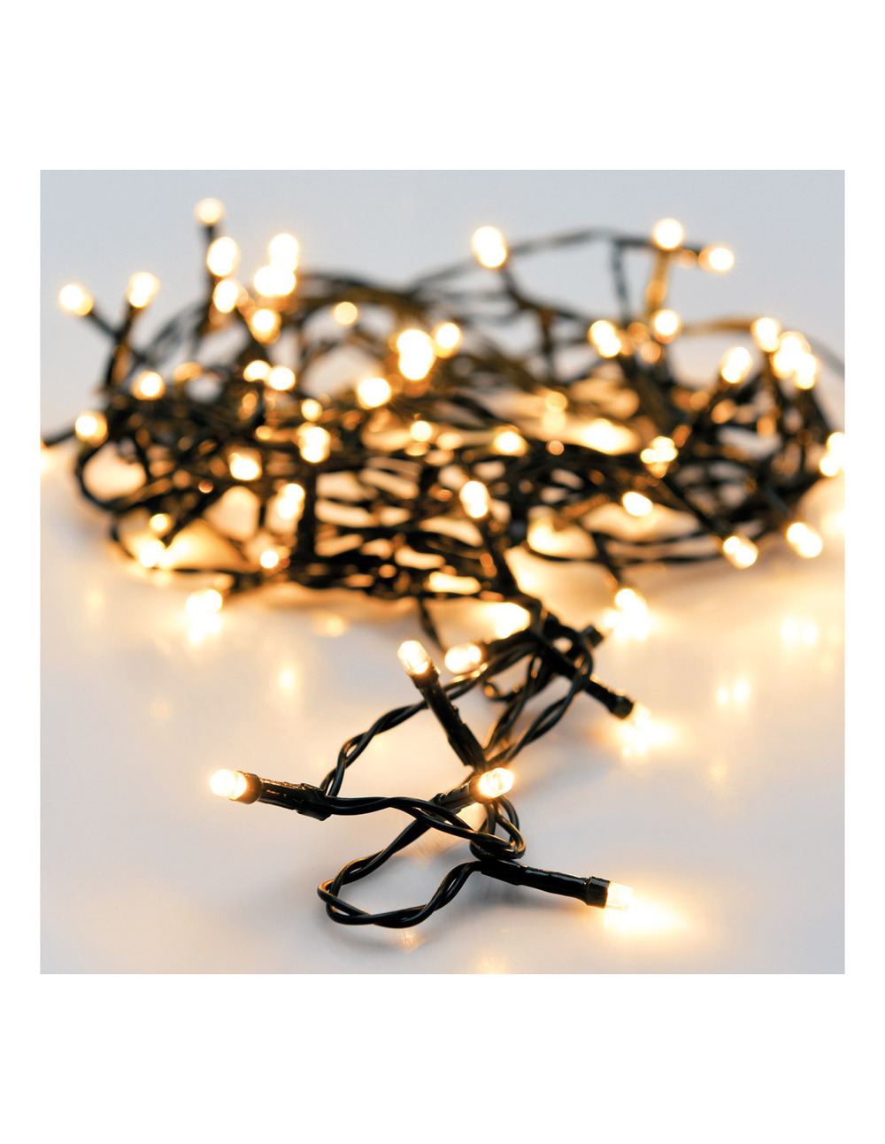 Guirlande fixe 120 leds blanc chaud 12m usage extérieur ip44