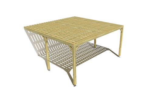 Pergola bois • 5m x 5m • adossée • sens largeur • platelage bois • livraison comprise