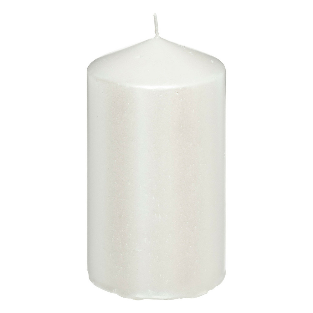 Bougie ronde satin blanc 335g h 12 cm