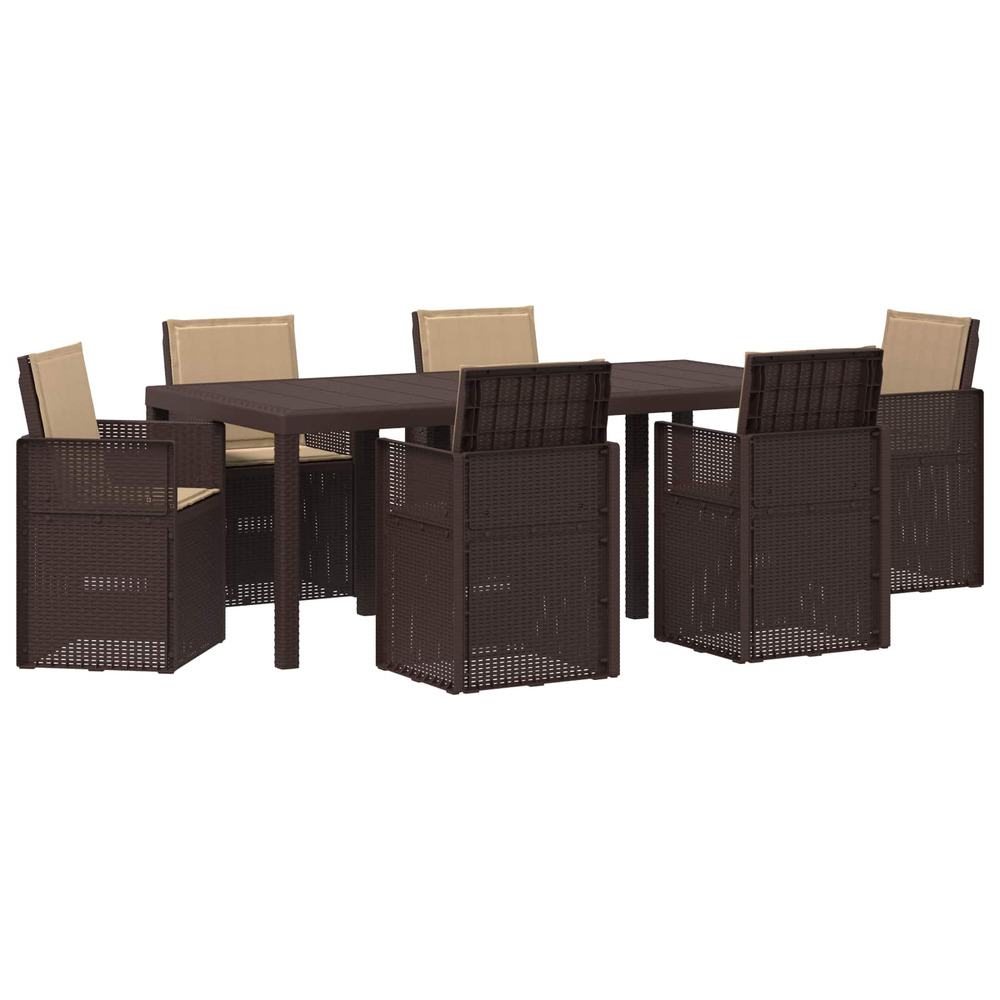 Ensemble de salle à manger pour jardin 7 pcs marron et taupe pp