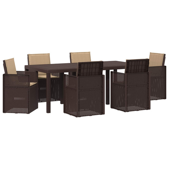 Ensemble de salle à manger pour jardin 7 pcs marron et taupe pp