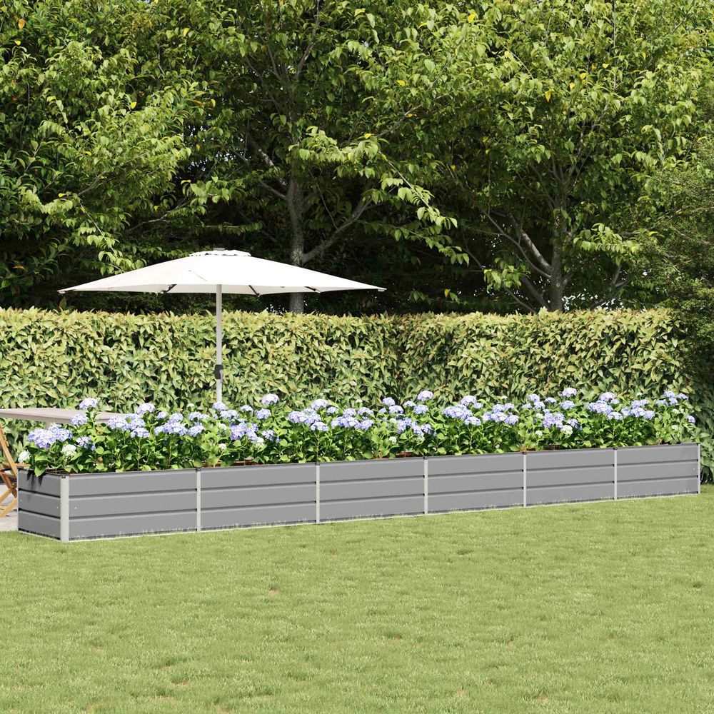 Jardinière géante en acier 600 cm pour projet paysager 600x80x45 cm gris clair
