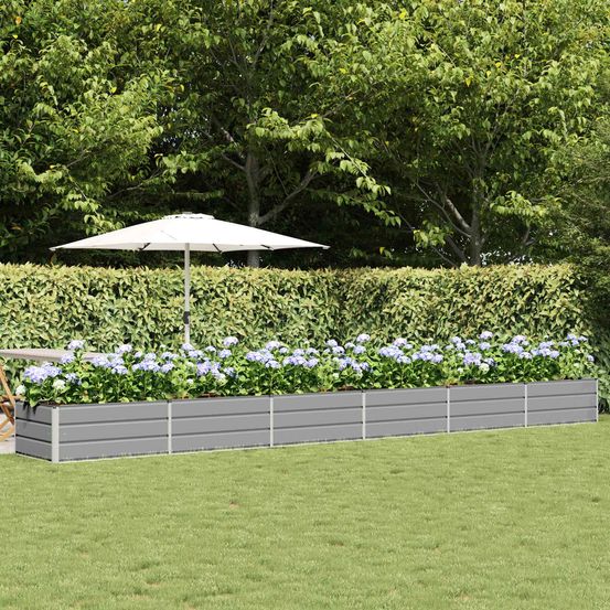 Jardinière géante en acier 600 cm pour projet paysager 600x80x45 cm gris clair
