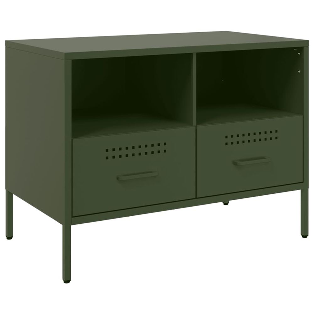 Meuble tv vert olive 68x39x50,5 cm acier