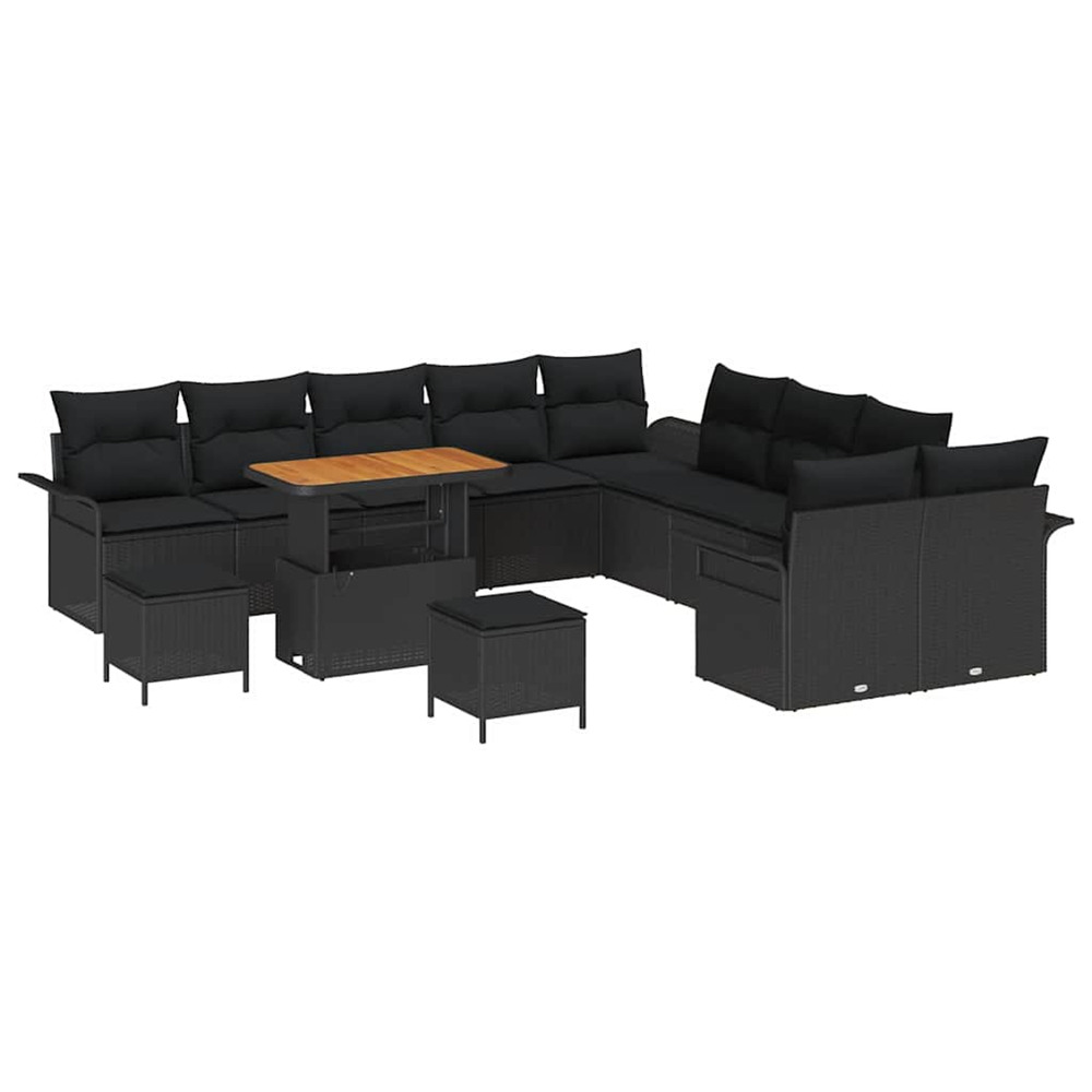Ensemble de canapé de jardin avec coussin 13 pcs noir