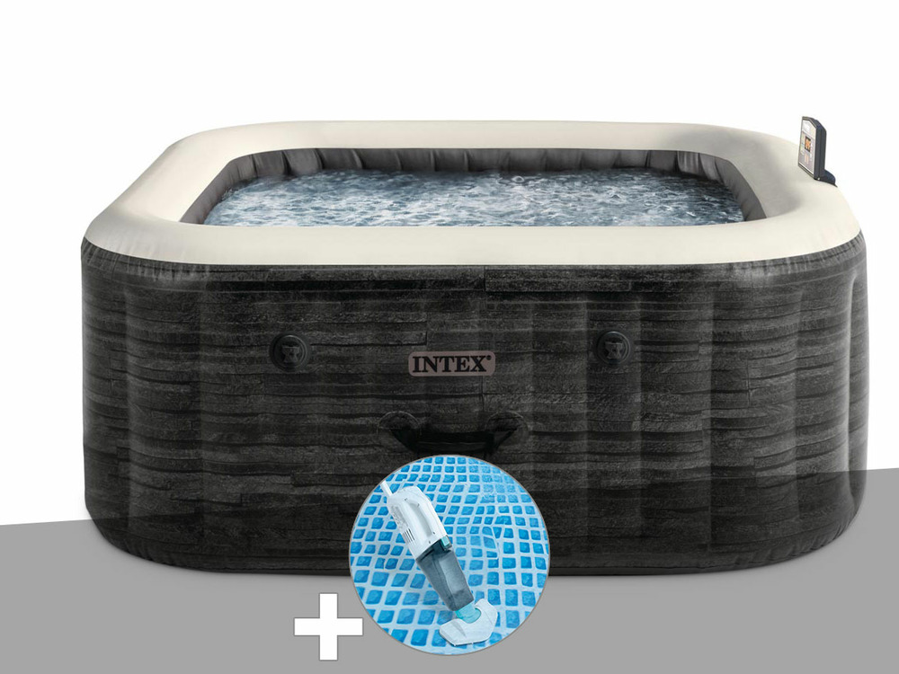 Kit spa gonflable purespa ardoise carré bulles 4 places + aspirateur