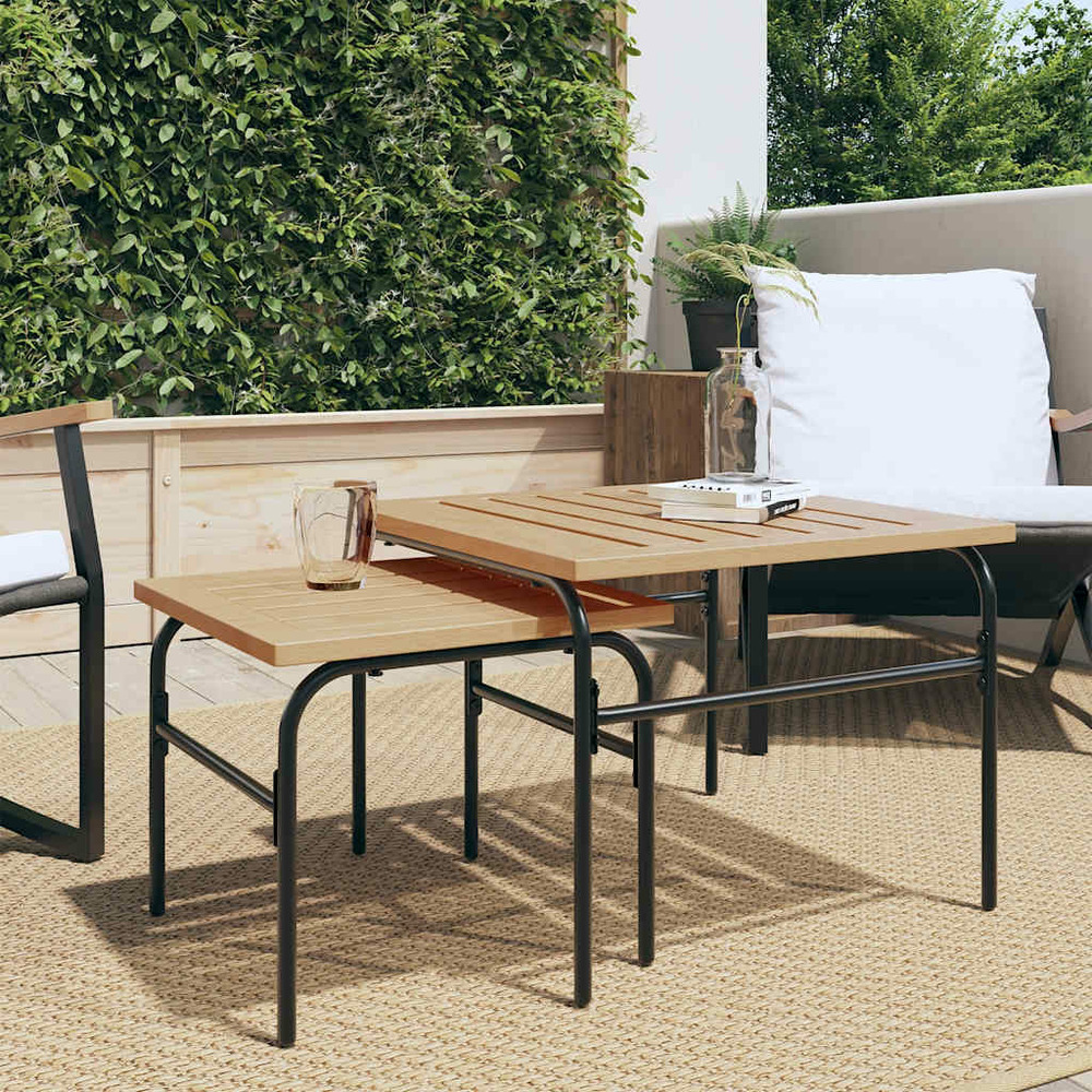 Tables basses gigognes de jardin 2 pcs marron et noir acier