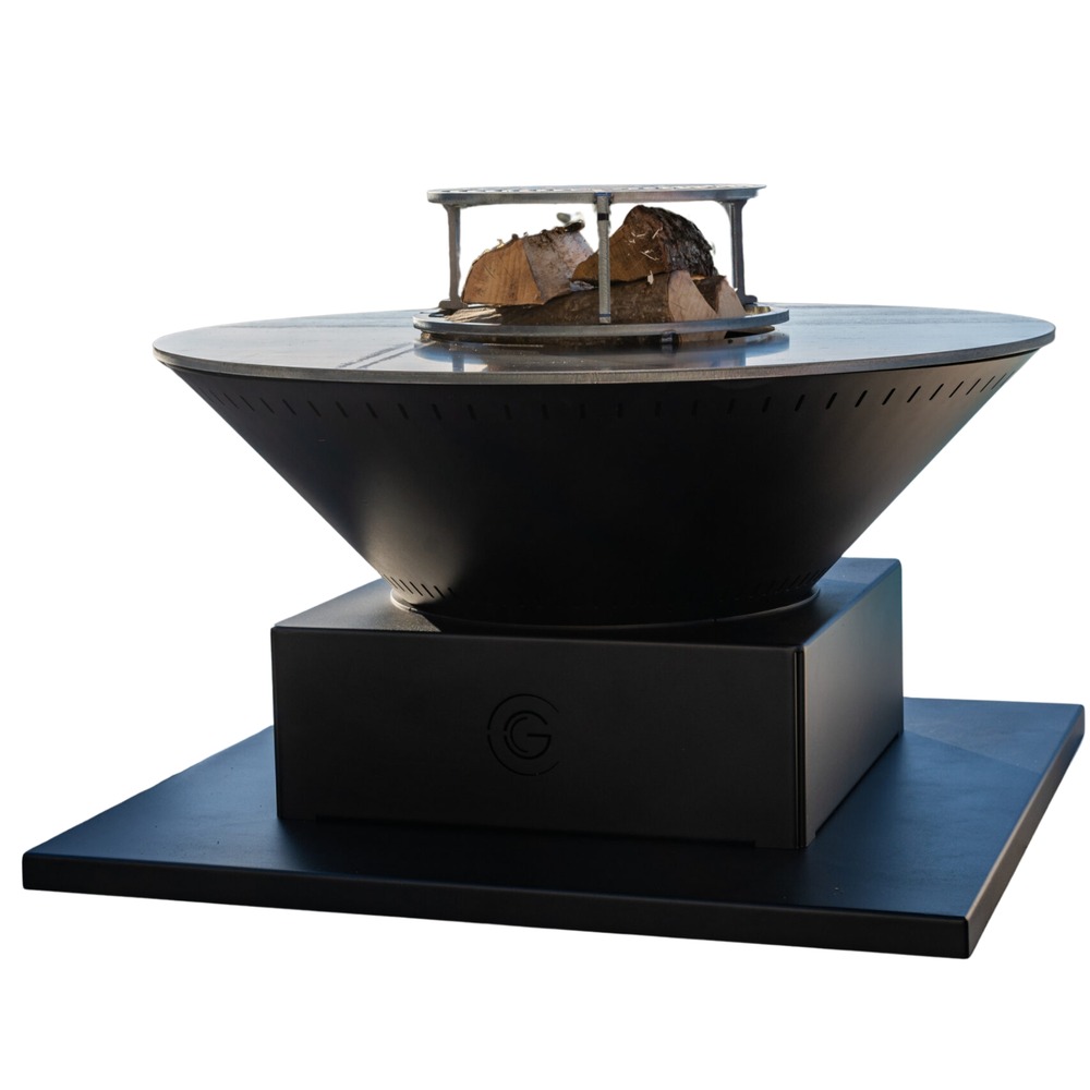 Festif pool double cuve aluminium - brasero 83cm noir - compact et élégant pour des soirées conviviales sous les étoiles