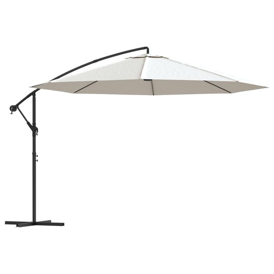 Parasol meuble de jardin en porte-à-faux 3,5 m blanc sable