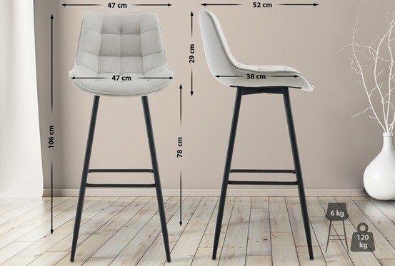 Tabouret de bar dartford velours