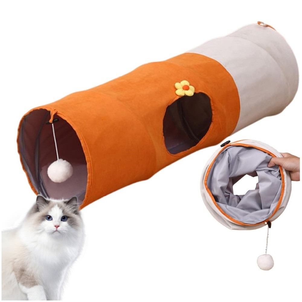 Tunnel amusant pour chat 80 cm pliable et démontable facile