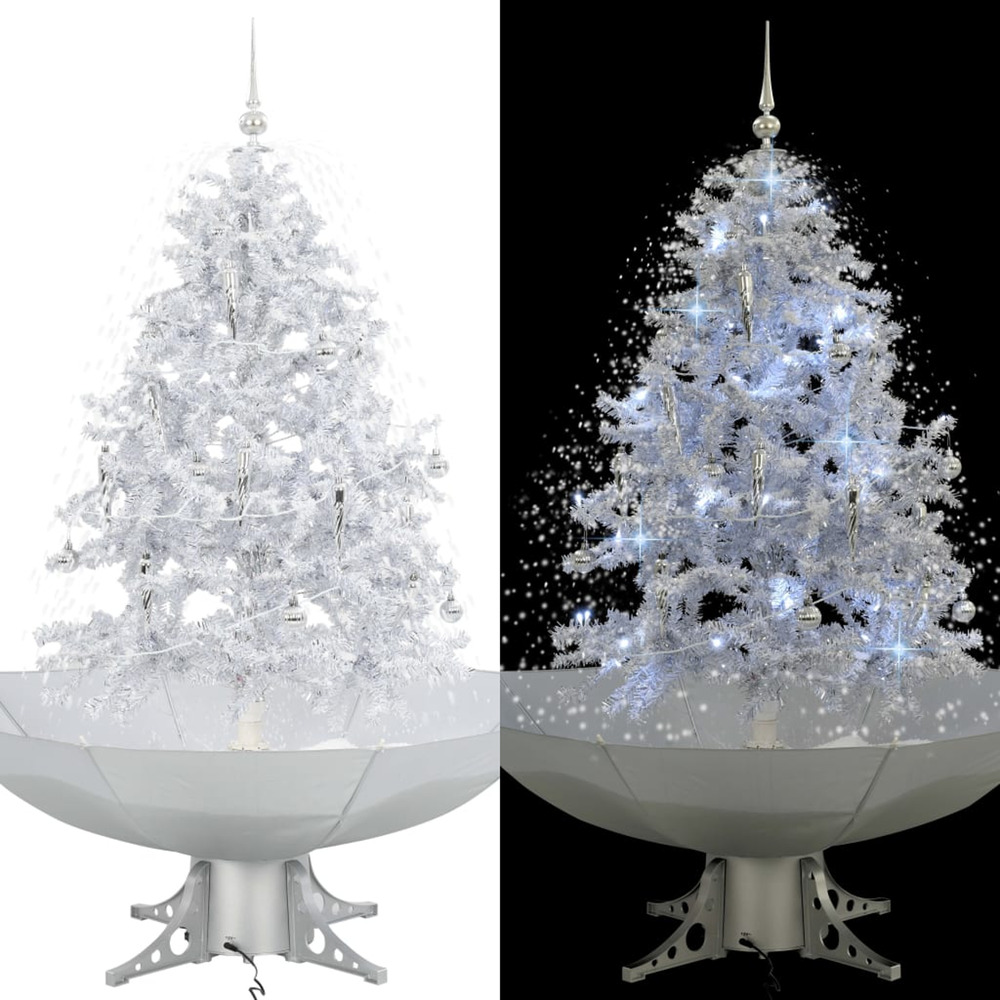 Arbre de noël neigeux avec base de parapluie blanc 140 cm