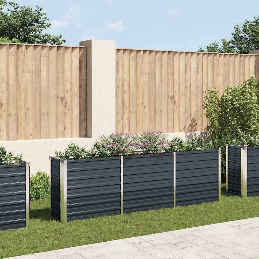 Carré potager surélevé acier galvanisé pour jardin 240x40x77 cm anthracite