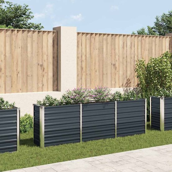 Carré potager surélevé acier galvanisé pour jardin 240x40x77 cm anthracite