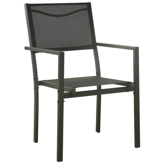 Chaises de jardin lot de 2 textilène et acier noir anthracite