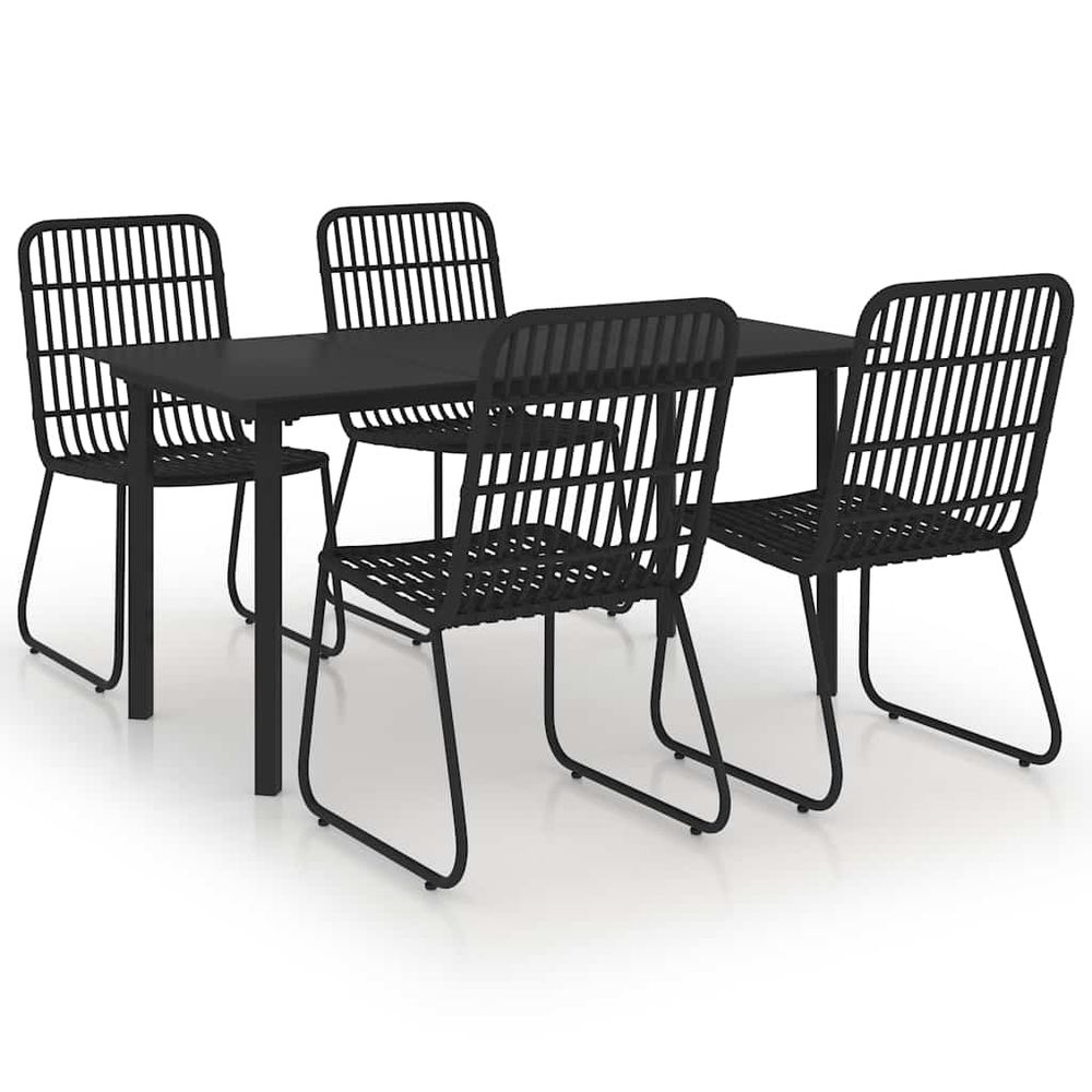 Ensemble à manger d'extérieur 5 pcs résine tressée et verre