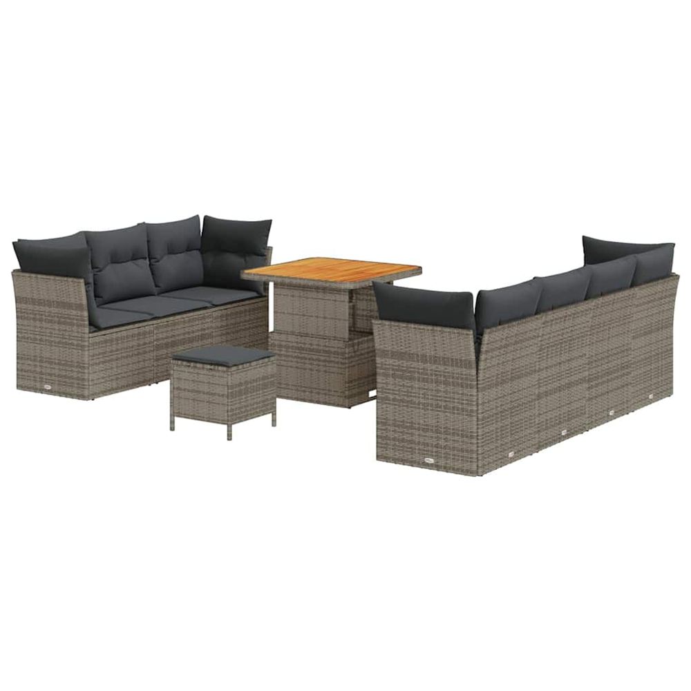 Ensemble de canapé de jardin 10 pc 9-nombre de places gris