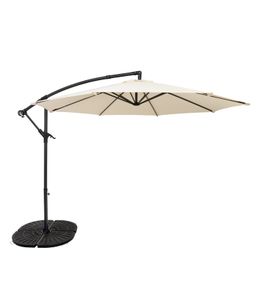 Parasol banane à mât déporté 3 m & 4 pieds en éventail - crème