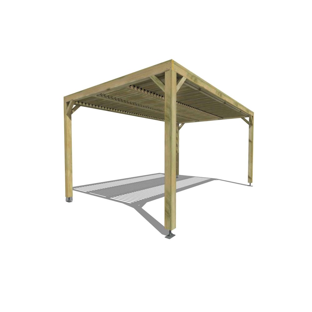 Pergola bois • 5m x 3m • indépendante • sens largeur • lames orientables bioclimatiques incluses • livraison comprise
