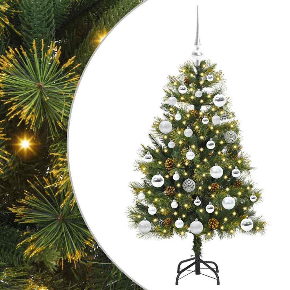 Sapin de noël artificiel avec branches pliables et cônes 150 cm