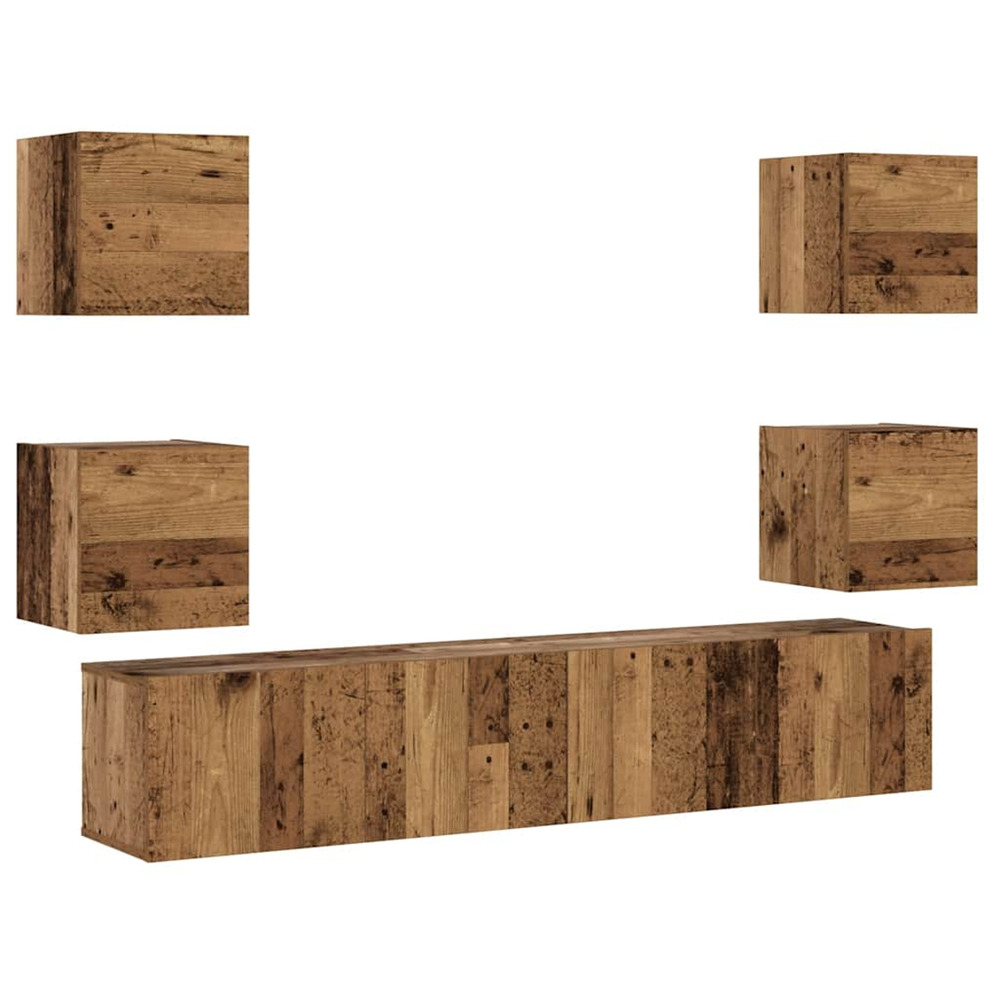 Meubles tv muraux 6 pcs vieux bois bois d'ingénierie
