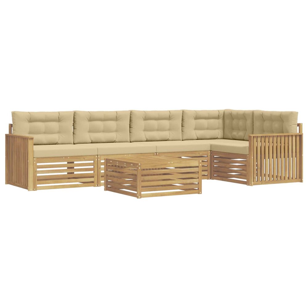 Ensemble de canapés d'extérieur 6 pc blanc et beige polyester