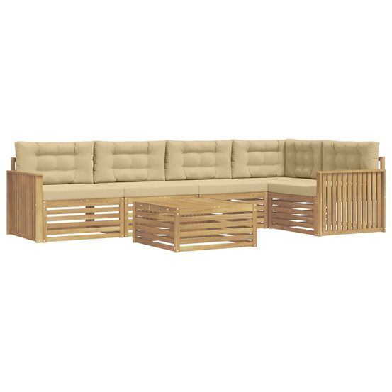 Ensemble de canapés d'extérieur 6 pc blanc et beige polyester