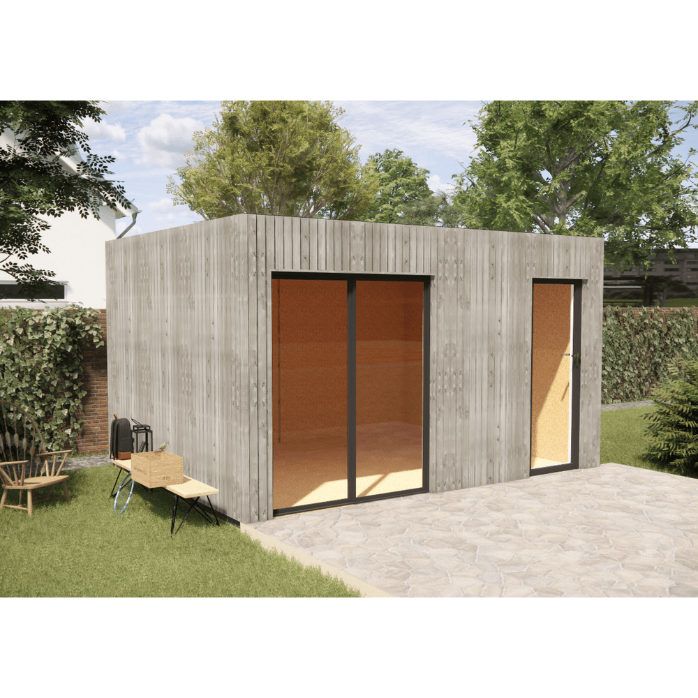 Studio de jardin 4 saisons en bois 4,4 x 3,5 x 2,7 m / isolation re2020 avec plancher isolé / menuiseries alu k-line