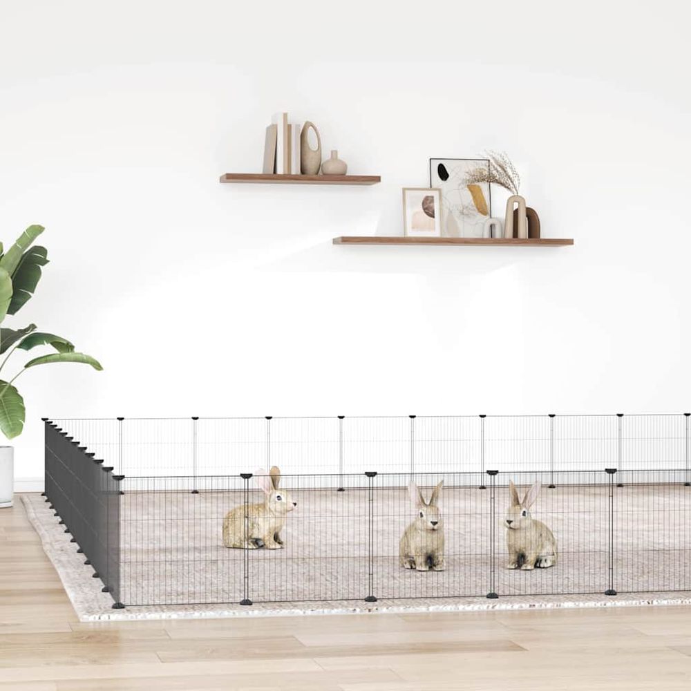 Enclos 44 panneaux acier pour petits rongeurs hamster cochon d'inde noir