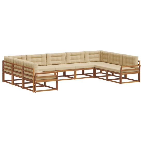 Ensemble de canapés d'extérieur 9 pcs naturel et beige