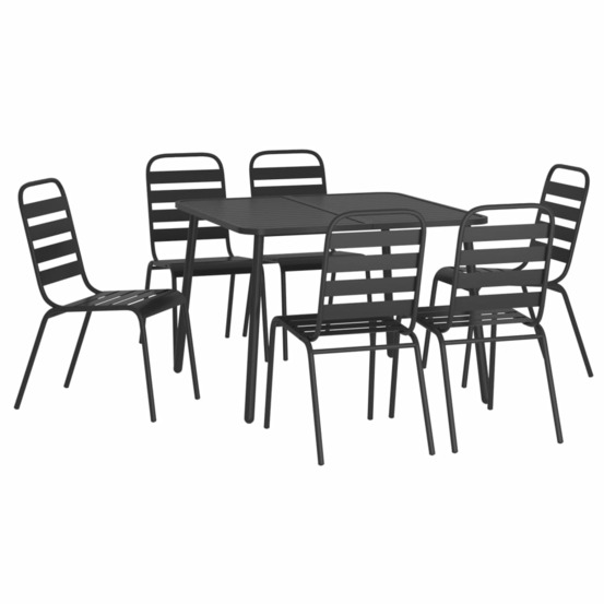 Ensemble de salle à manger de jardin meuble extérieur 7 pièces anthracite acier