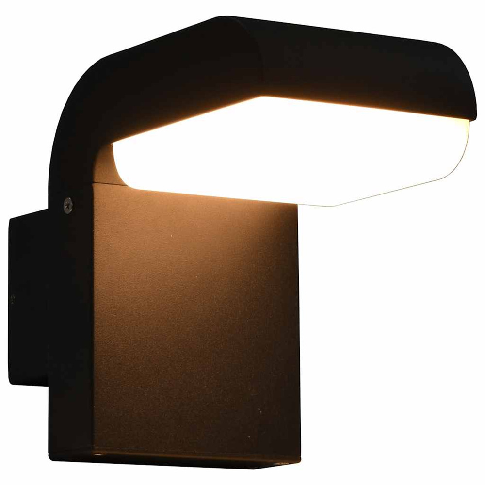 Applique murale led d'extérieur 9 w noir ovale