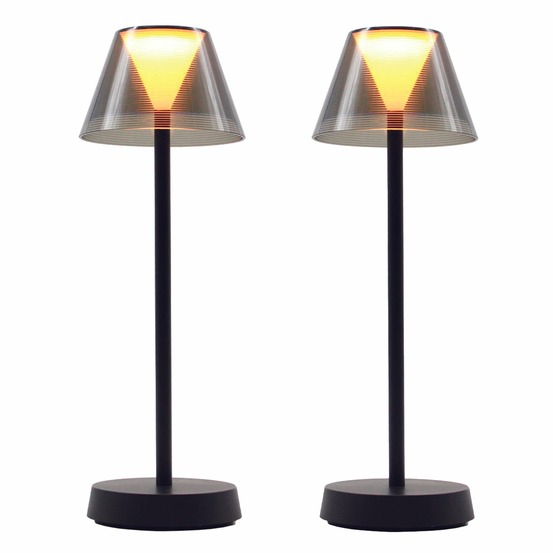 2 lampes de table sans fil beverly noir h34cm